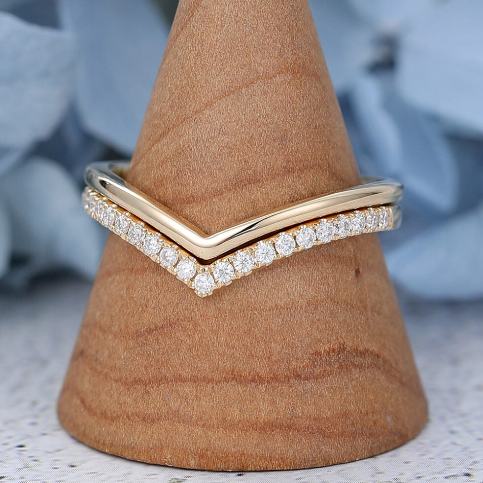 AMANDAFINEJEWELRY 2pcs Yellow Gold Wedding Band