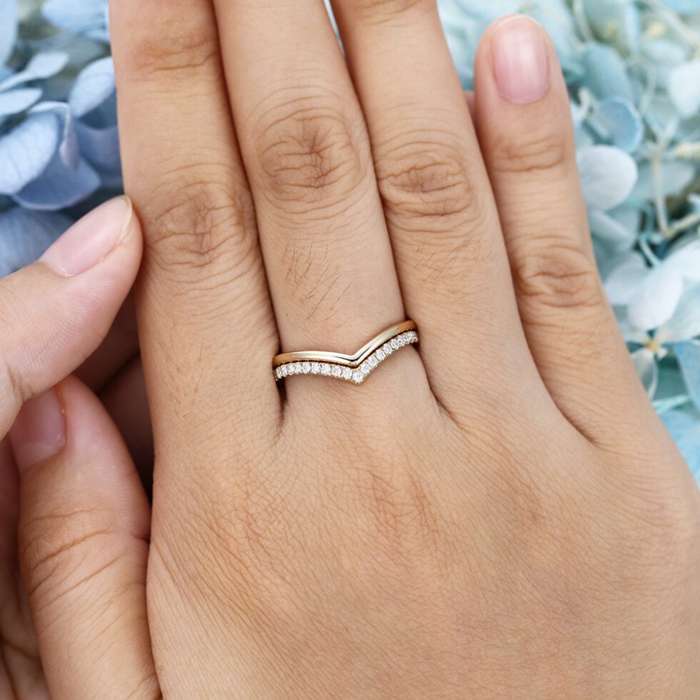 AMANDAFINEJEWELRY 2pcs Yellow Gold Wedding Band