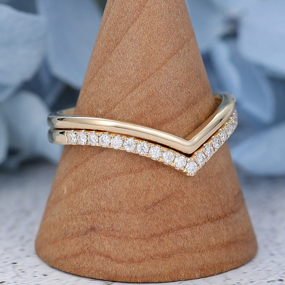 AMANDAFINEJEWELRY 2pcs Yellow Gold Wedding Band