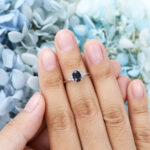 AMANDAFINEJEWELRY Black Sapphire White Gold Engagement Ring