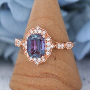 AMANDAFINEJEWELRY Cushion Cut Alexandrite Rose Gold Engagement Ring (2)