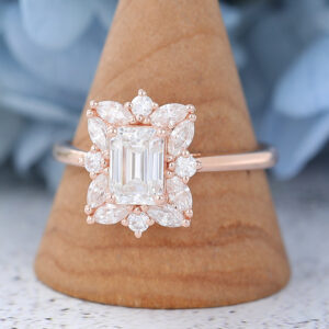 AMANDAFINEJEWELRY Emerald Cut Moissanite Rose Gold Engagement Ring (2)