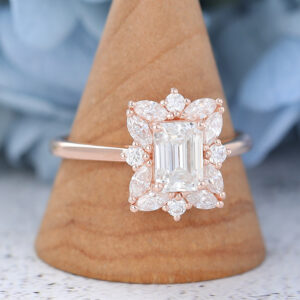 AMANDAFINEJEWELRY Emerald Cut Moissanite Rose Gold Engagement Ring (3)