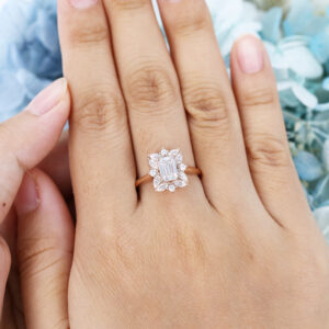 AMANDAFINEJEWELRY Emerald Cut Moissanite Rose Gold Engagement Ring (4)