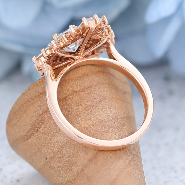 AMANDAFINEJEWELRY Hexagon Cut Moissanite Rose Gold Engagement Ring