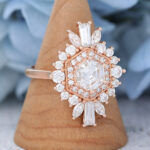 AMANDAFINEJEWELRY Hexagon Cut Moissanite Rose Gold Engagement Ring