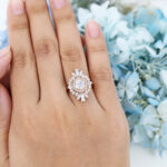 AMANDAFINEJEWELRY Hexagon Cut Moissanite Rose Gold Engagement Ring