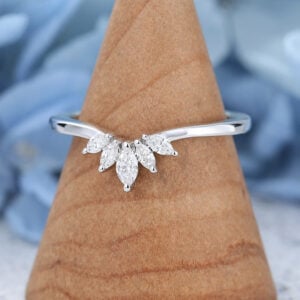 AMANDAFINEJEWELRY Marquise Cut Moissanite White Gold Wedding Band (2)