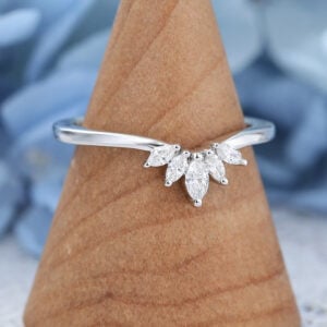 AMANDAFINEJEWELRY Marquise Cut Moissanite White Gold Wedding Band (3)