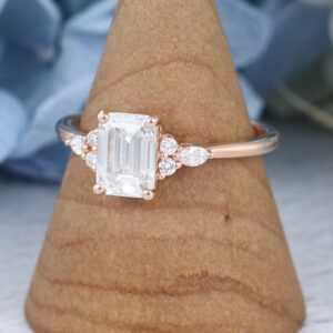 AMANDAFINEJEWELRY Moissanite Emerald Cut Rose Gold Engagement Ring (3)