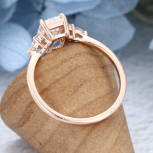 AMANDAFINEJEWELRY Moissanite Emerald Cut Rose Gold Engagement Ring (5)