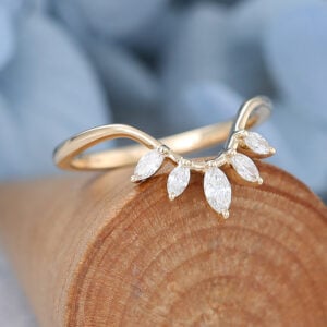 AMANDAFINEJEWELRY Moissanite Gold Curved Wedding Band (4)