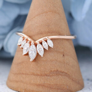 AMANDAFINEJEWELRY Moissanite Rose Gold Curved Wedding Band (2)