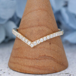 AMANDAFINEJEWELRY Moissanite Rose Gold Curved Wedding Band (2)