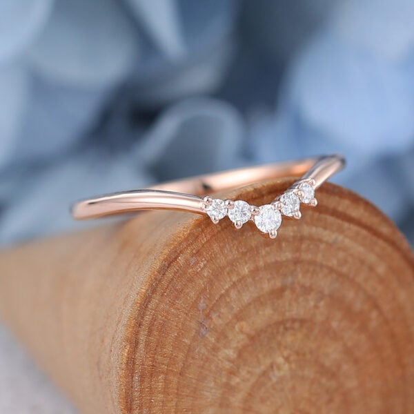 AMANDAFINEJEWELRY Moissanite Rose Gold Curved Wedding Band (3)