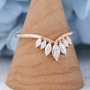 AMANDAFINEJEWELRY Moissanite Rose Gold Curved Wedding Band (3)
