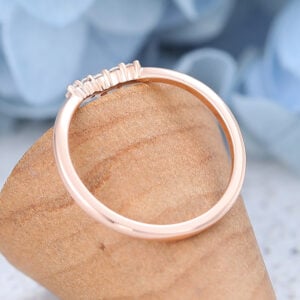 AMANDAFINEJEWELRY Moissanite Rose Gold Curved Wedding Band (4)
