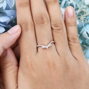 AMANDAFINEJEWELRY Moissanite Rose Gold Curved Wedding Band (4)