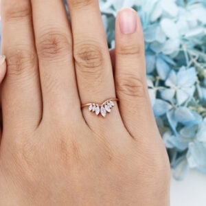 AMANDAFINEJEWELRY Moissanite Rose Gold Curved Wedding Band (6)