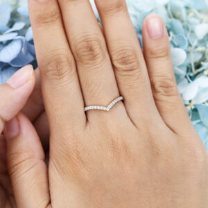 AMANDAFINEJEWELRY Moissanite Rose Gold Curved Wedding Band (6)