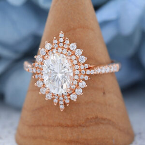 AMANDAFINEJEWELRY Moissanite Rose Gold Halo Engagement Ring (1)