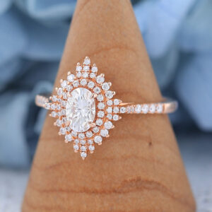 AMANDAFINEJEWELRY Moissanite Rose Gold Halo Engagement Ring (1)
