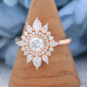 AMANDAFINEJEWELRY Moissanite Rose Gold Halo Engagement Ring (1)