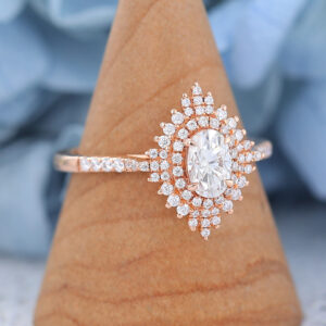 AMANDAFINEJEWELRY Moissanite Rose Gold Halo Engagement Ring (2)