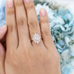AMANDAFINEJEWELRY Moissanite Rose Gold Halo Engagement Ring