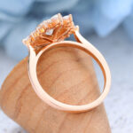 AMANDAFINEJEWELRY Moissanite Rose Gold Halo Engagement Ring