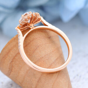 AMANDAFINEJEWELRY Moissanite Rose Gold Halo Engagement Ring (5)