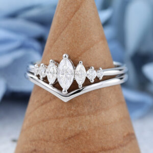AMANDAFINEJEWELRY Moissanite White Gold Engagement Ring Set (2)