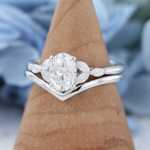 AMANDAFINEJEWELRY Moissanite White Gold Engagement Ring Set (2)