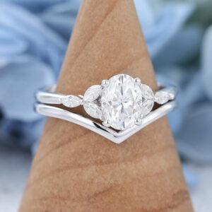 AMANDAFINEJEWELRY Moissanite White Gold Engagement Ring Set (3)