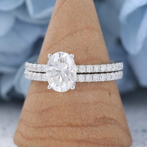 AMANDAFINEJEWELRY Moissanite White Gold Engagement Ring Set (3)