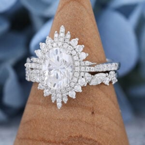 AMANDAFINEJEWELRY Moissanite White Gold Engagement Ring Set (4)