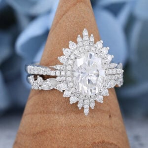 AMANDAFINEJEWELRY Moissanite White Gold Engagement Ring Set (5)