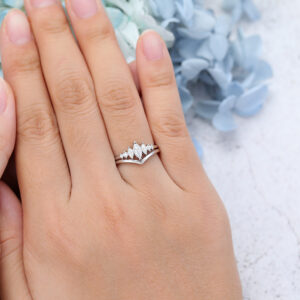 AMANDAFINEJEWELRY Moissanite White Gold Engagement Ring Set (5)