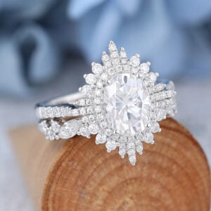 AMANDAFINEJEWELRY Moissanite White Gold Engagement Ring Set (6)