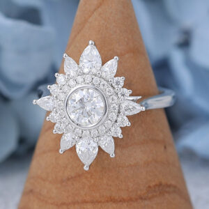 AMANDAFINEJEWELRY Moissanite White Gold Halo Engagement Ring (2)