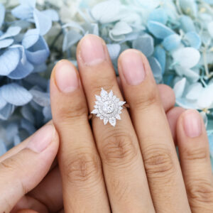 AMANDAFINEJEWELRY Moissanite White Gold Halo Engagement Ring (5)