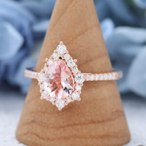 AMANDAFINEJEWELRY Morganite Rose Gold Halo Engagement Ring (2)