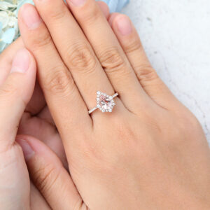 AMANDAFINEJEWELRY Morganite Rose Gold Halo Engagement Ring (4)