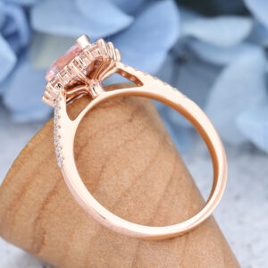 AMANDAFINEJEWELRY Morganite Rose Gold Halo Engagement Ring (5)