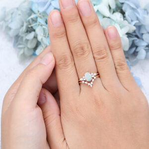 AMANDAFINEJEWELRY Opal Oval Cut Rose Gold Engagement Ring Set (4)