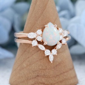 AMANDAFINEJEWELRY Opal Rose Gold Engagement Ring Set (3)