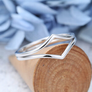 2PCs Prime Gold Curved Wedding Bands-4