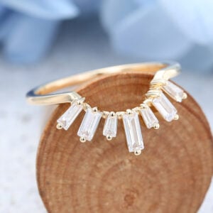 Curved Vintage Solid Yellow gold wedding band-1