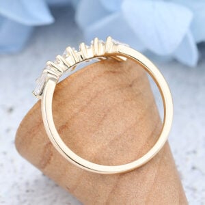 Curved Vintage Solid Yellow gold wedding band-2