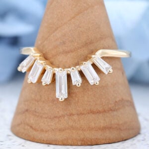 Curved Vintage Solid Yellow gold wedding band-4